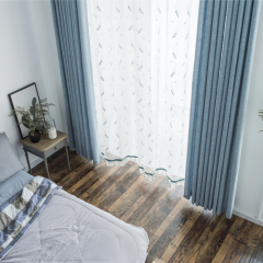 竹节纹棉成品窗帘卧室飘落地窗环保抗菌半遮光·风和日系布帘
