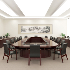 宙光 大型会议桌长桌古典风长条桌洽谈桌培训桌会议室桌椅组合办公桌 中空型会议桌